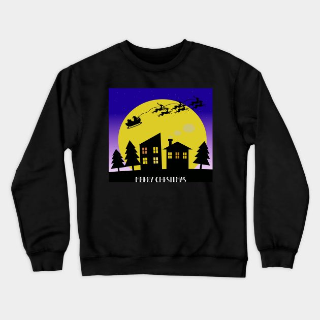 Santa Claus on The sky Night Crewneck Sweatshirt by RiyanRizqi